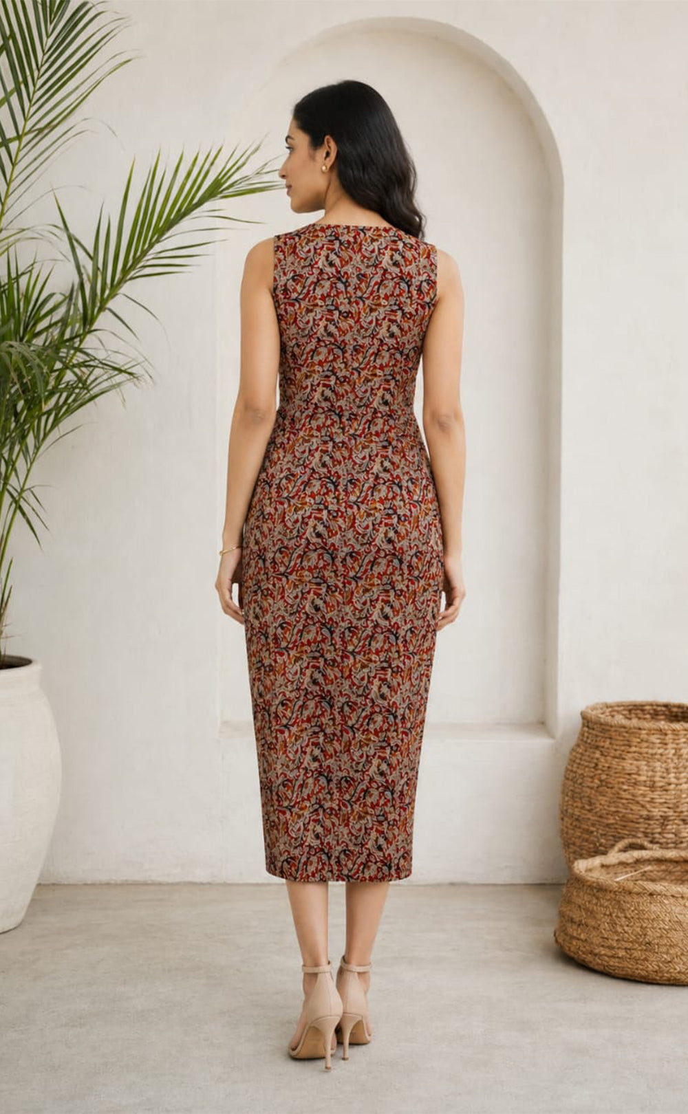 Half White Cotton All-Over Kalamkari Printed Long Straight Kurti 3 piece Combo With Sling Bag