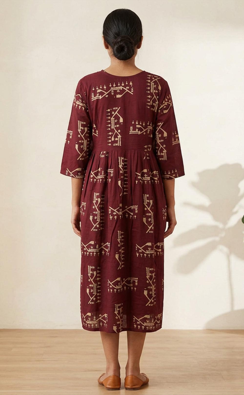 Dark Maroon Rayon All-Over Geometric Printed Feeding Kurti