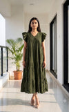 Mehndi Green Fancy Plain Flare Kurti