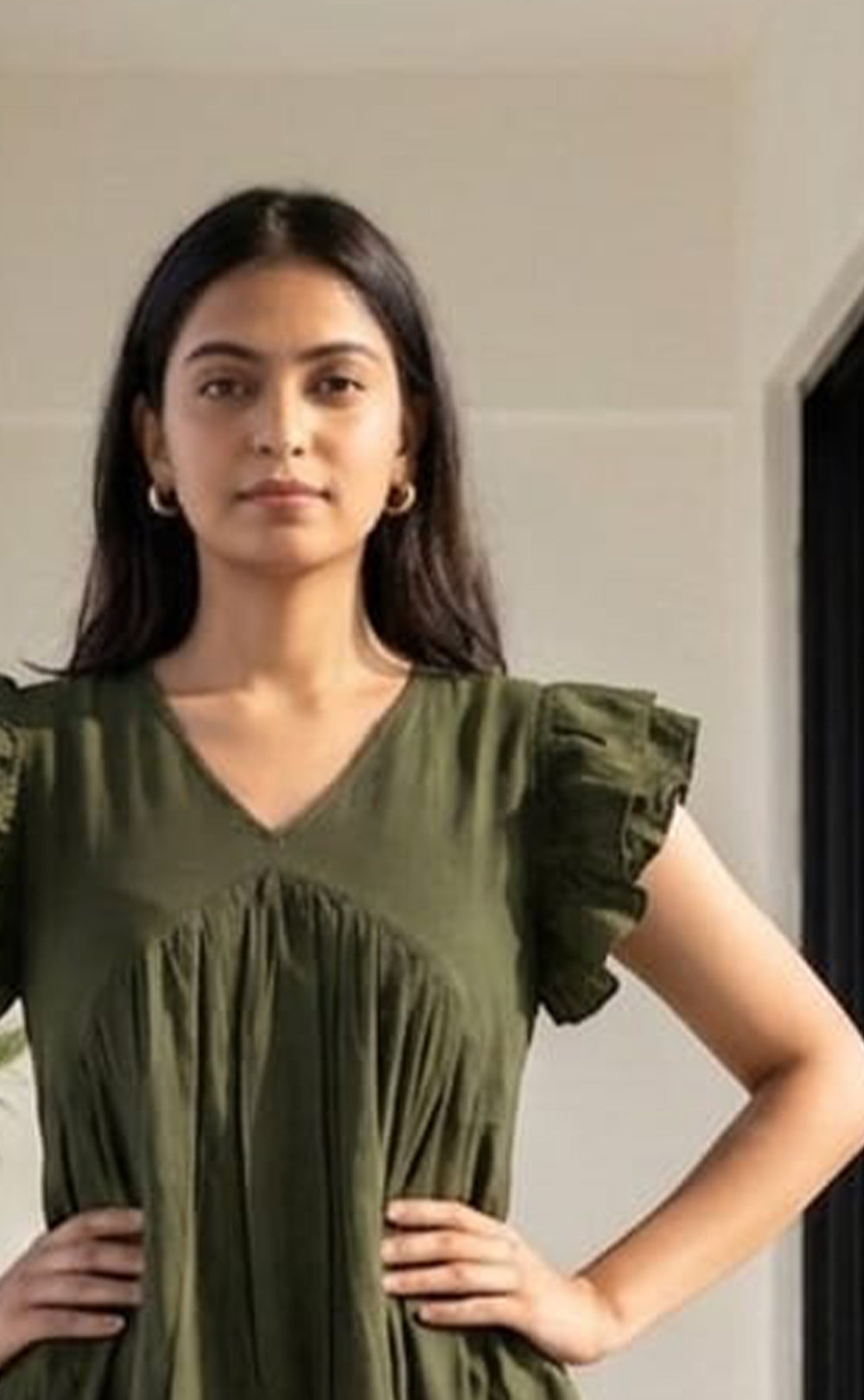 Mehndi Green Fancy Plain Flare Kurti