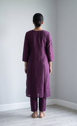 Wine Vichitra Silk Mirror Work And Zari Work Kurti Set
