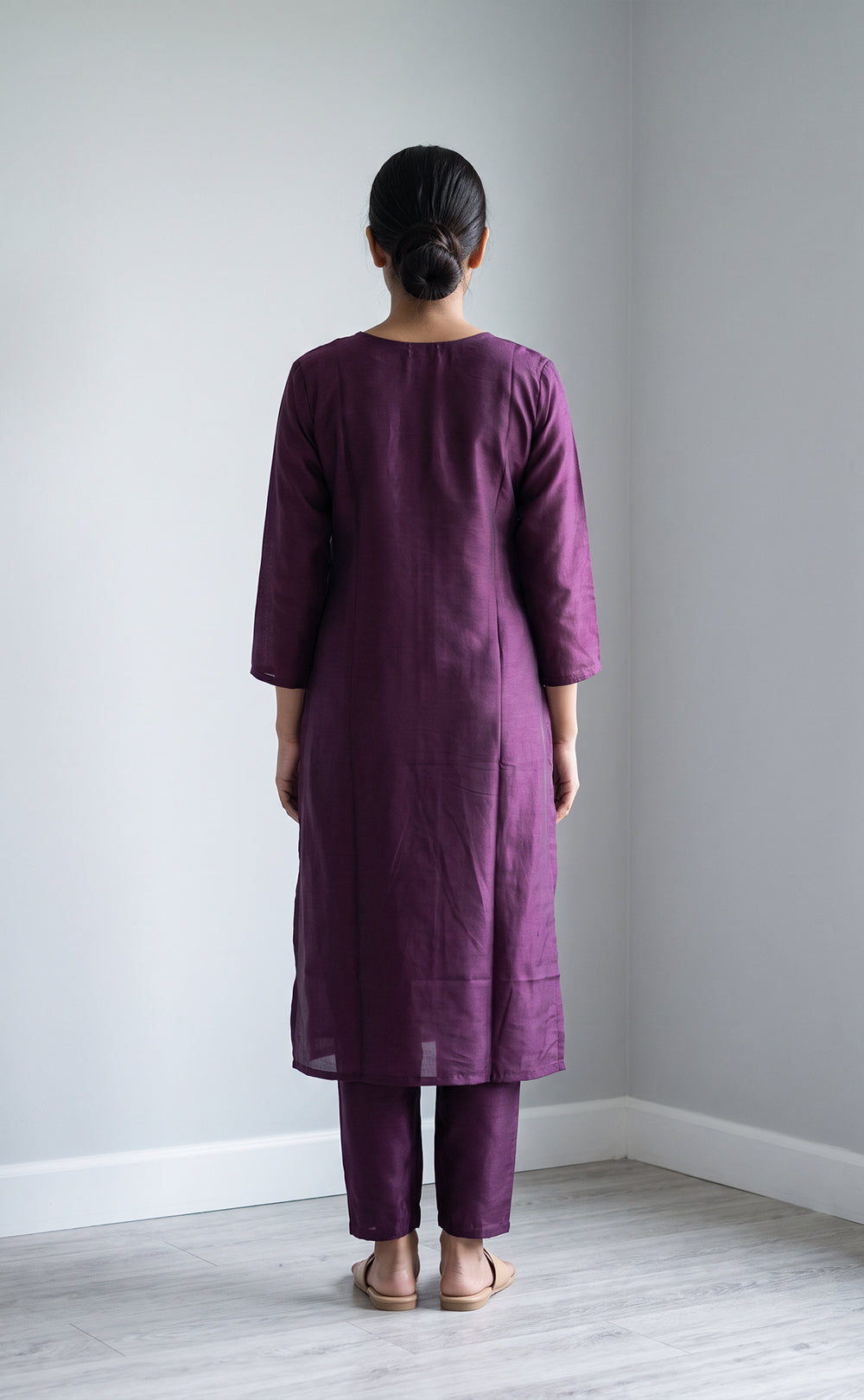 Wine Vichitra Silk Mirror Work And Zari Work Kurti Set