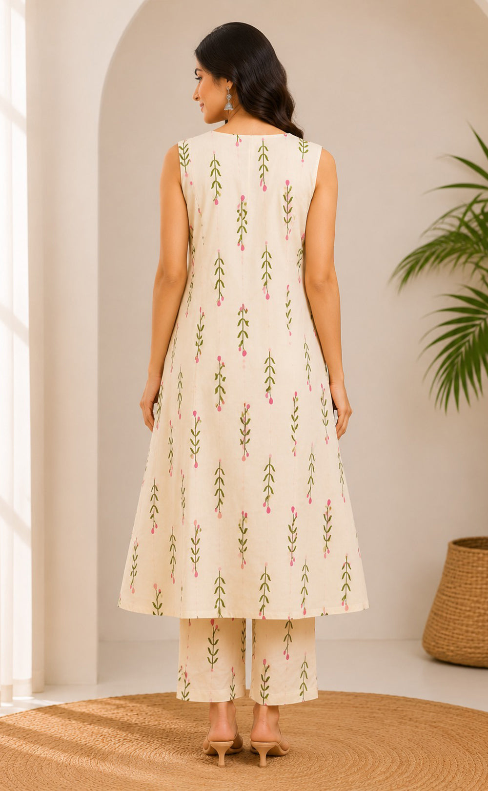 White Cotton All-Over Floral Printed Co-ord Set