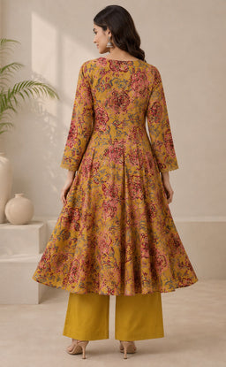 Mustard Yellow Cotton All-Over Floral Printed Co-ord Set