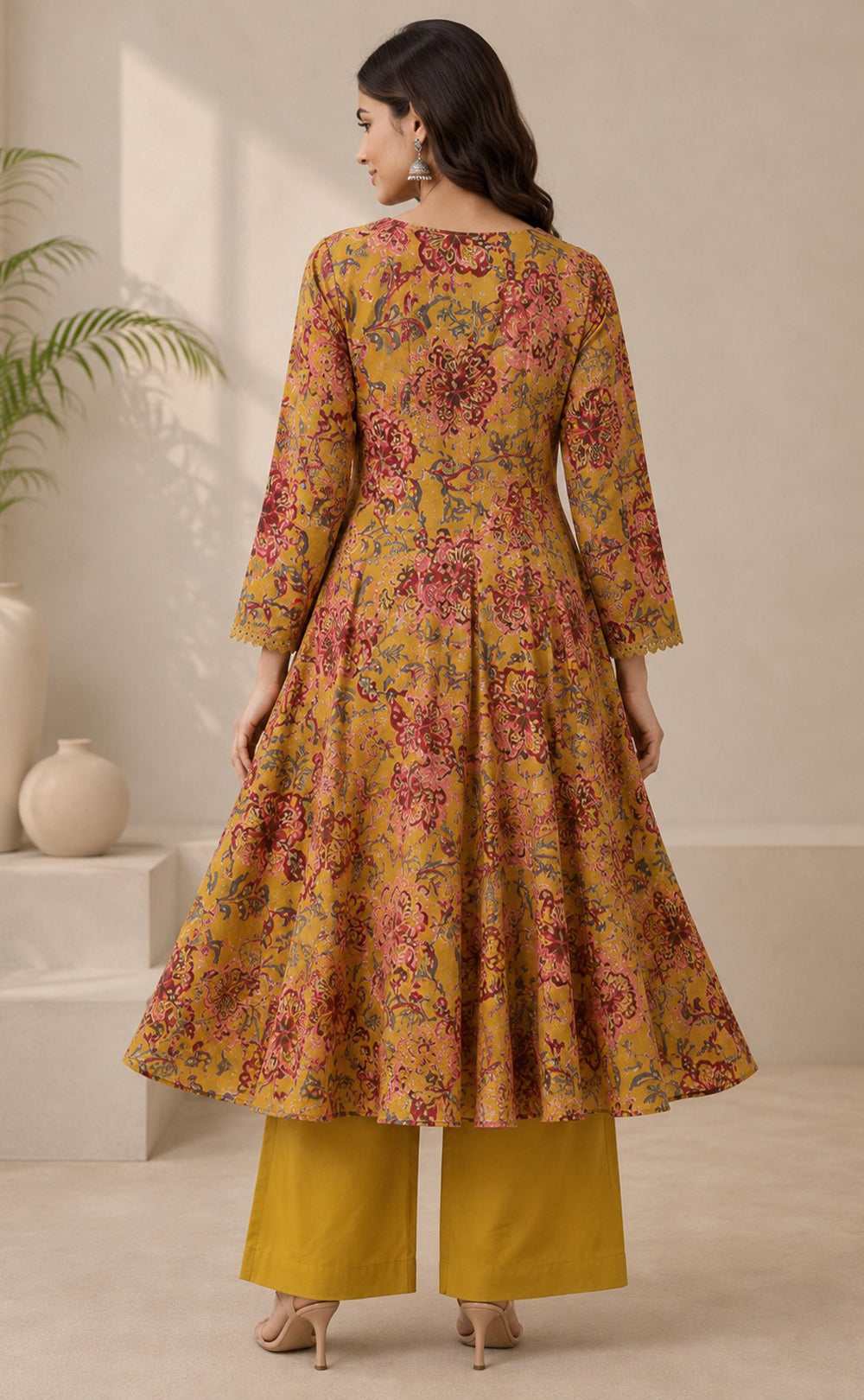 Mustard Yellow Cotton All-Over Floral Printed Co-ord Set