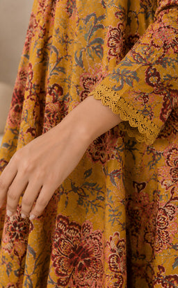 Mustard Yellow Cotton All-Over Floral Printed Co-ord Set