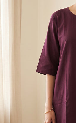 Deep Wine Rayon Plain With White Floral Printed Night Suit