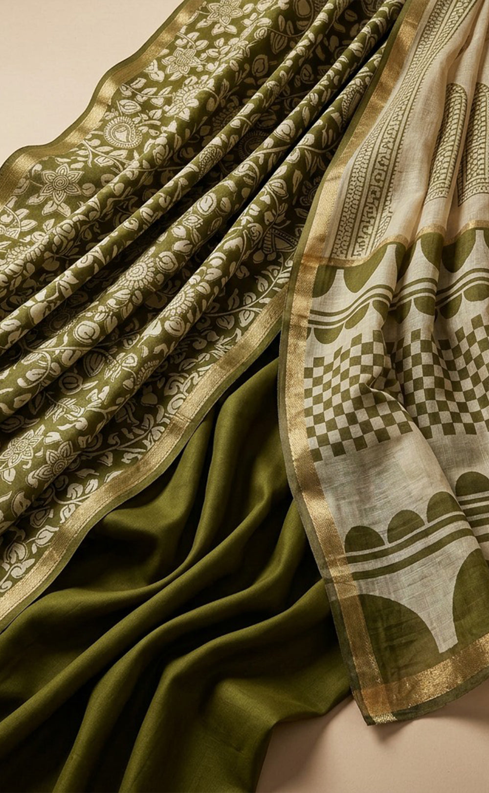 Mehndi Green Fancy Floral Printed Un-Stitched Dress Material