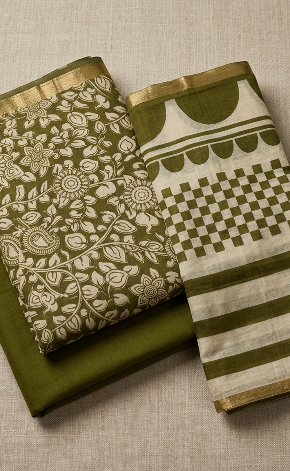 Mehndi Green Fancy Floral Printed Un-Stitched Dress Material