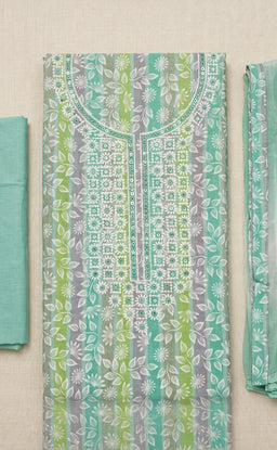 Multi Colour Cotton Leaf Printed Un-Stitched Dress material