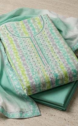 Multi Colour Cotton Leaf Printed Un-Stitched Dress material