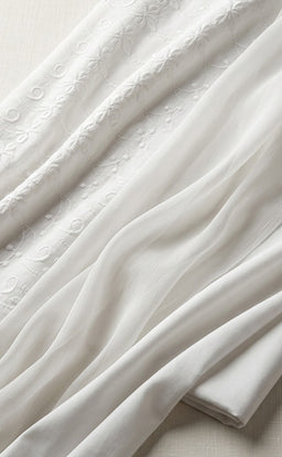 White Cotton All-Over Thread Embroidery Un-Stitched Dress Material