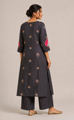 Black Dola Silk Patola Printed Kurti Set