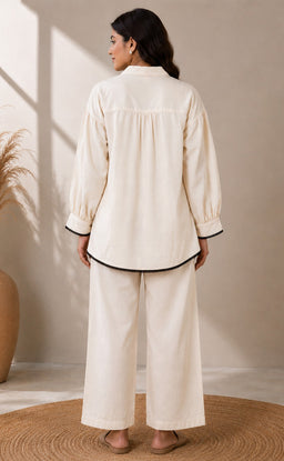 Half-White Cotton Flower Printed Co-ord Set