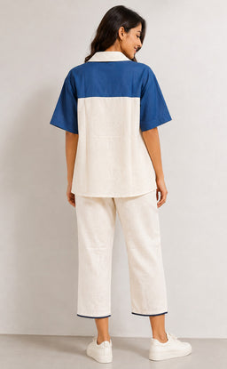 Half-White Cotton Thread Embroidery Co-ord Set