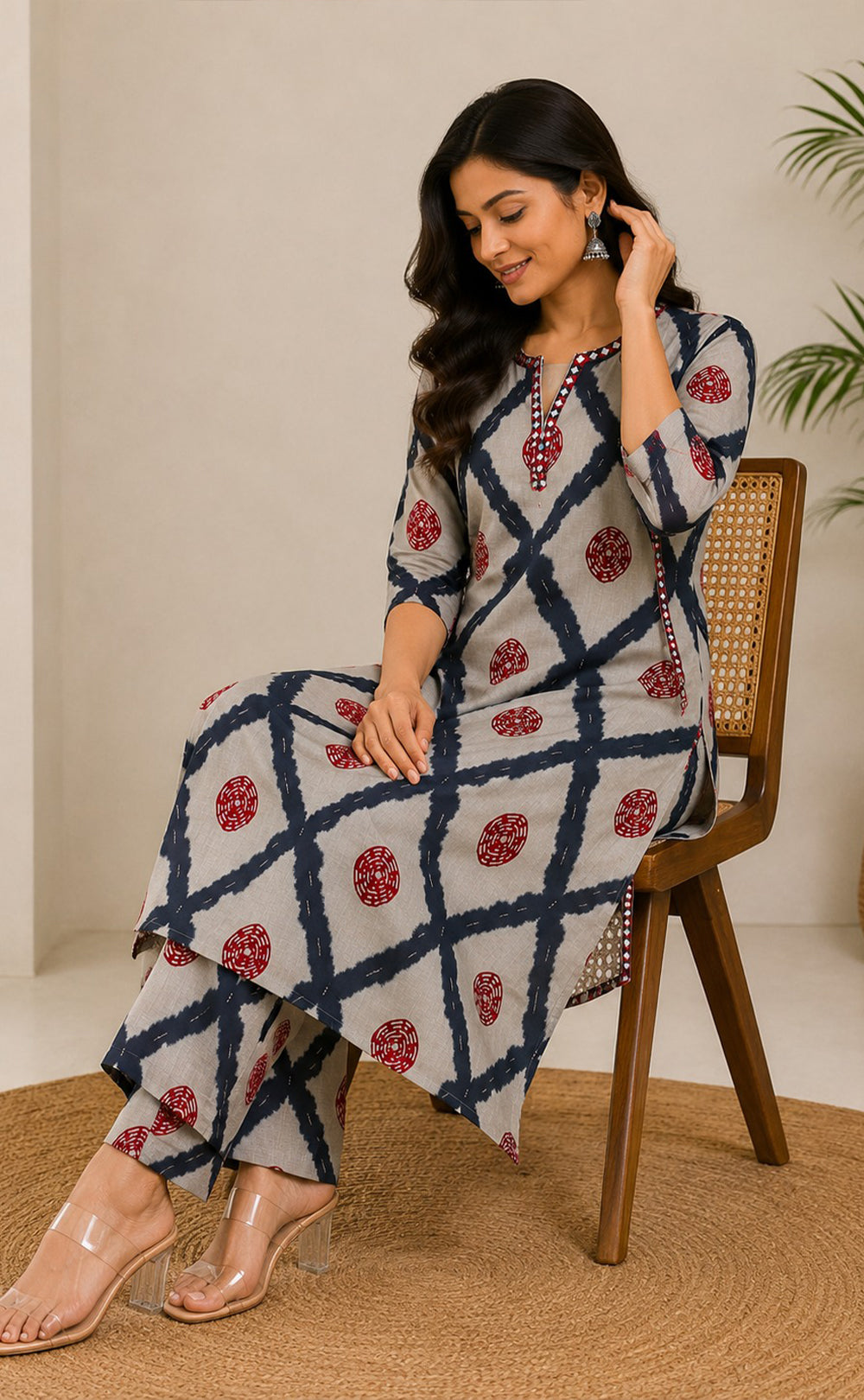 Black With Grey Vatican All-Over Printed Co-ord Set