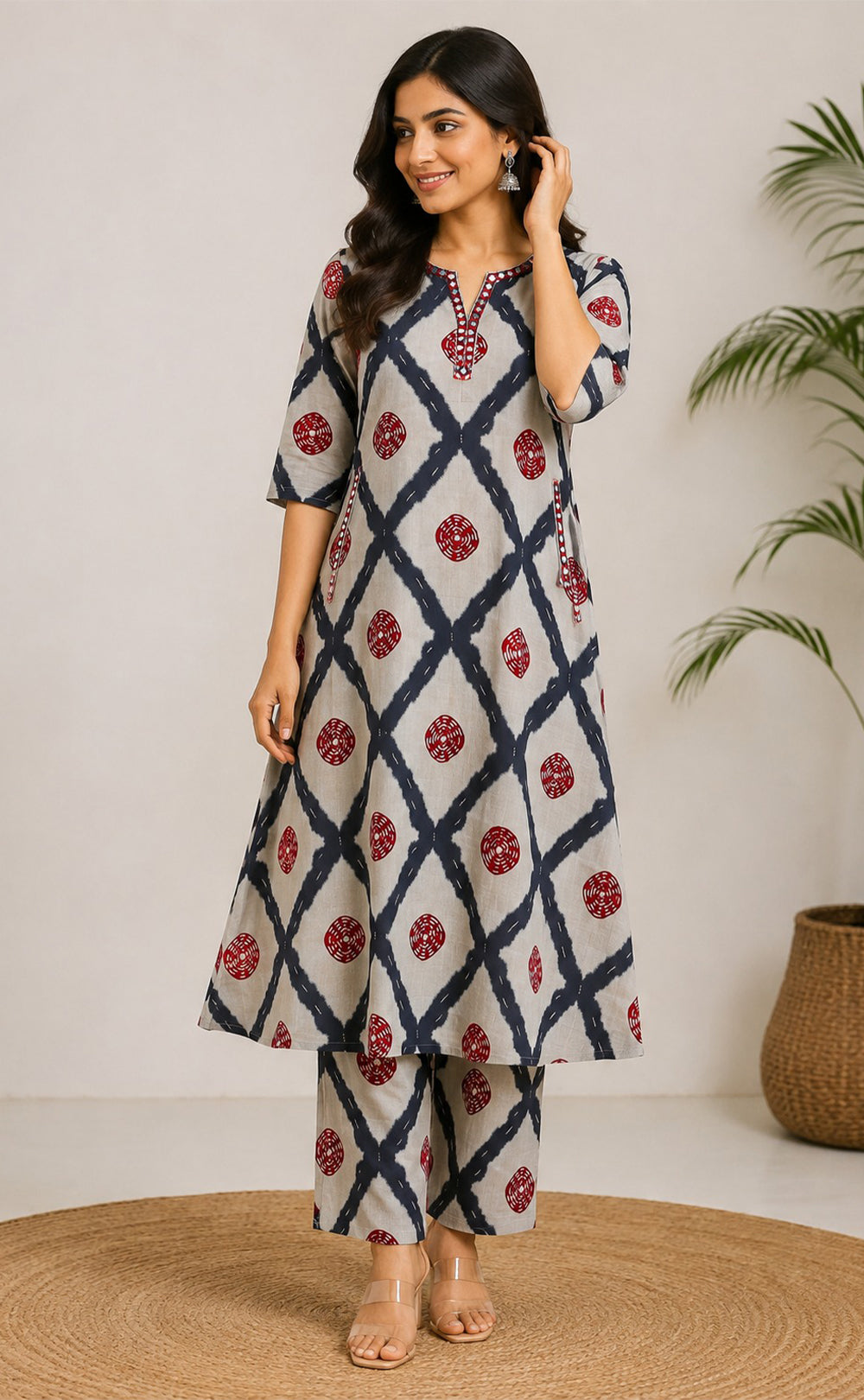 Black With Grey Vatican All-Over Printed Co-ord Set