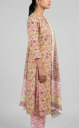 Light Green Cotton All-Over Floral Printed Kurti Set