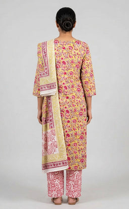 Light Green Cotton All-Over Floral Printed Kurti Set