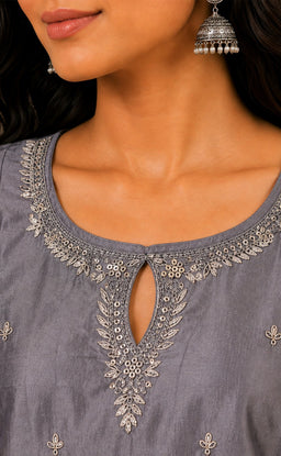 Grey Rangoli Sequence Work Co-ord Set