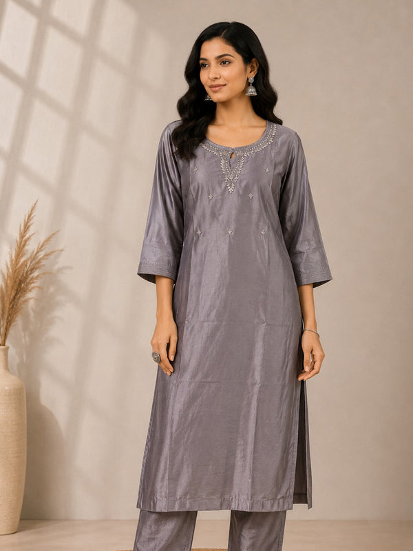 Grey Rangoli Sequence Work Co-ord Set