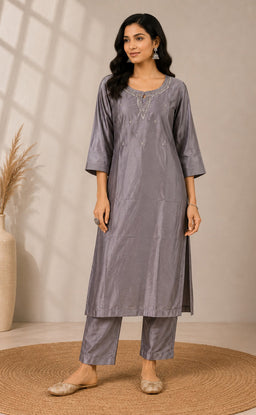 Grey Rangoli Sequence Work Co-ord Set