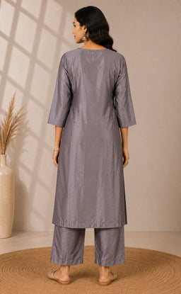 Grey Rangoli Sequence Work Co-ord Set
