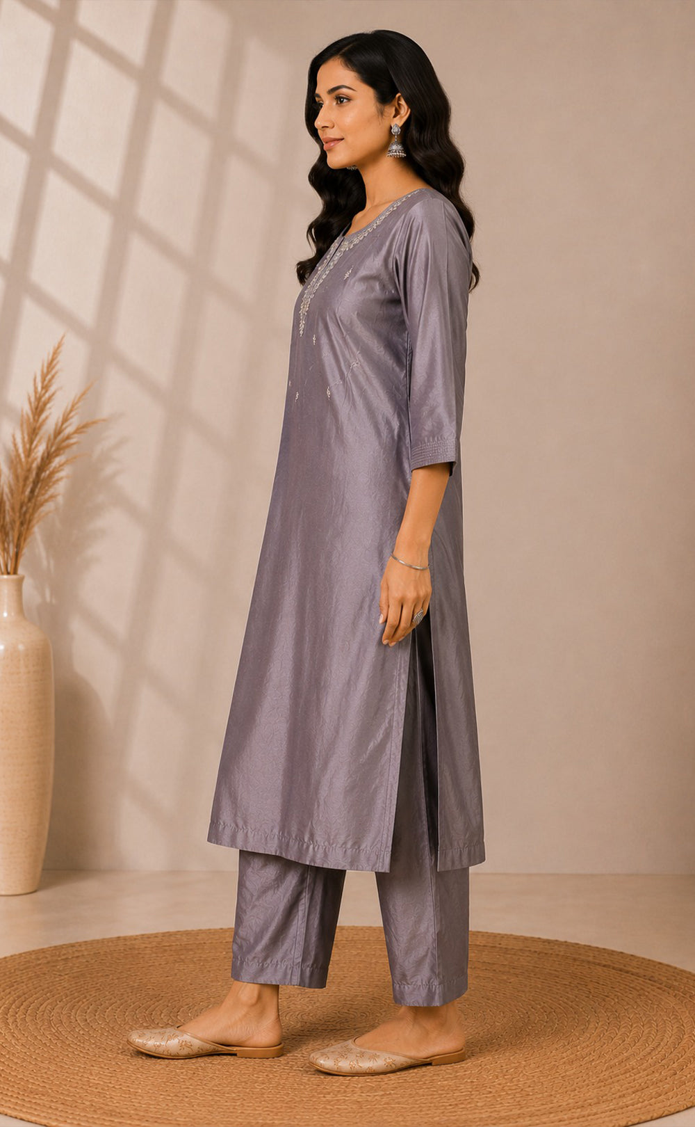 Grey Rangoli Sequence Work Co-ord Set
