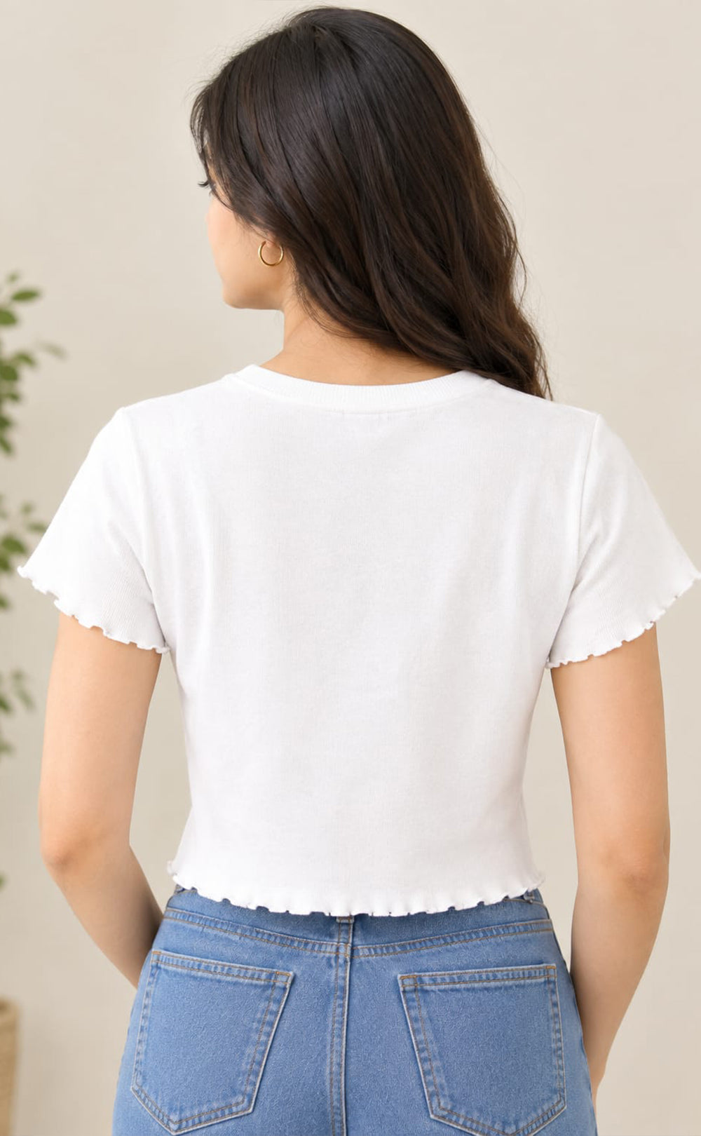 White Lycra Swan Thread Embroidery T-Shirt