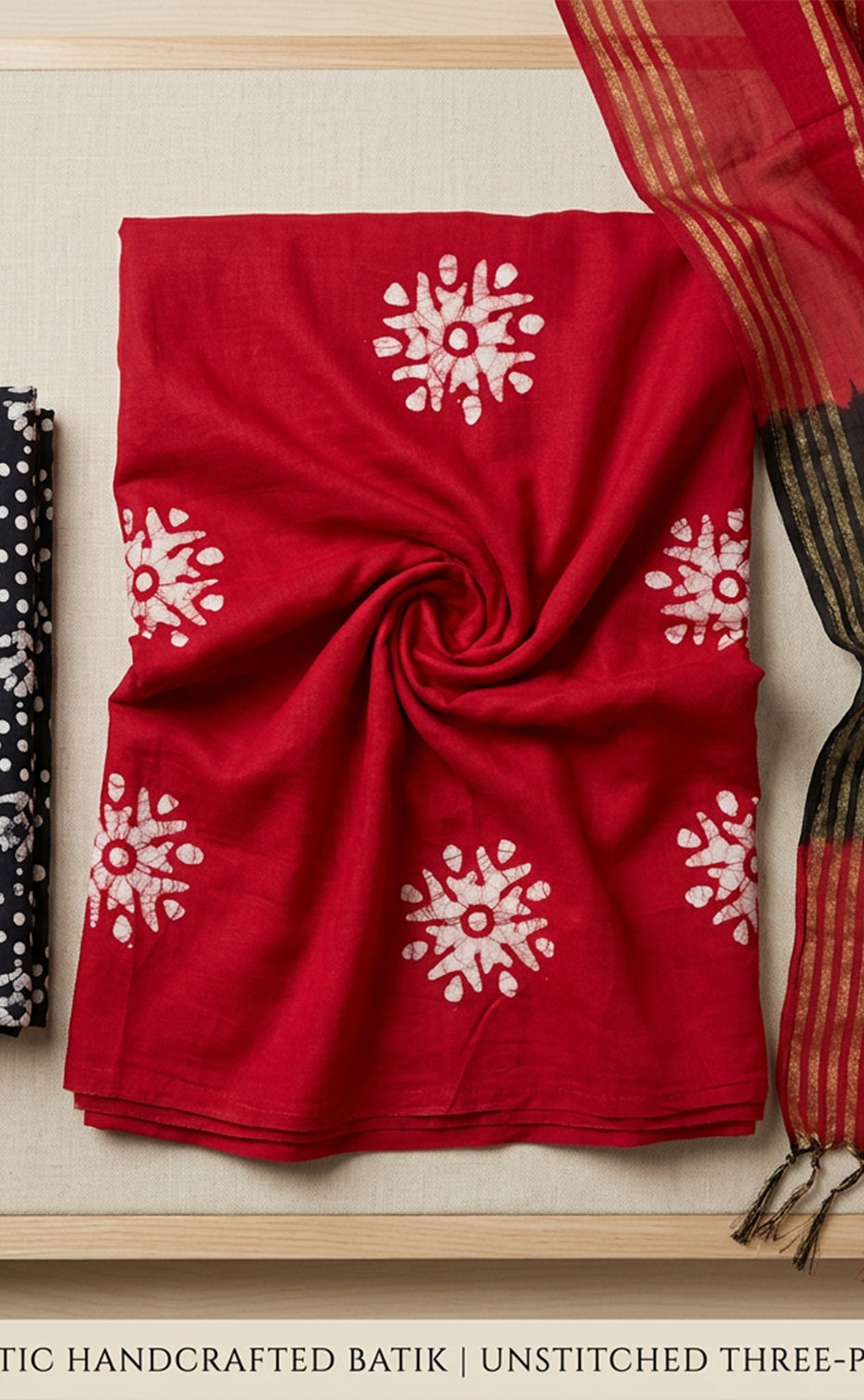 Maroon With Black Fancy Floral Printed Un-Stitched Dress Material