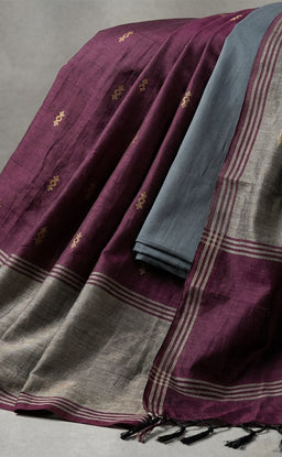Deep Wine Fancy Zari Buti Work Un-Stitched Dress Material