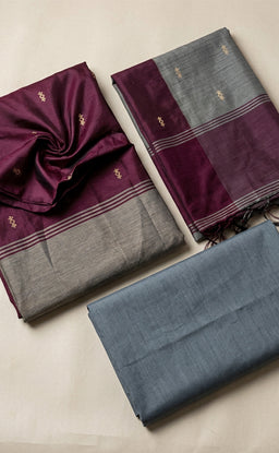 Deep Wine Fancy Zari Buti Work Un-Stitched Dress Material