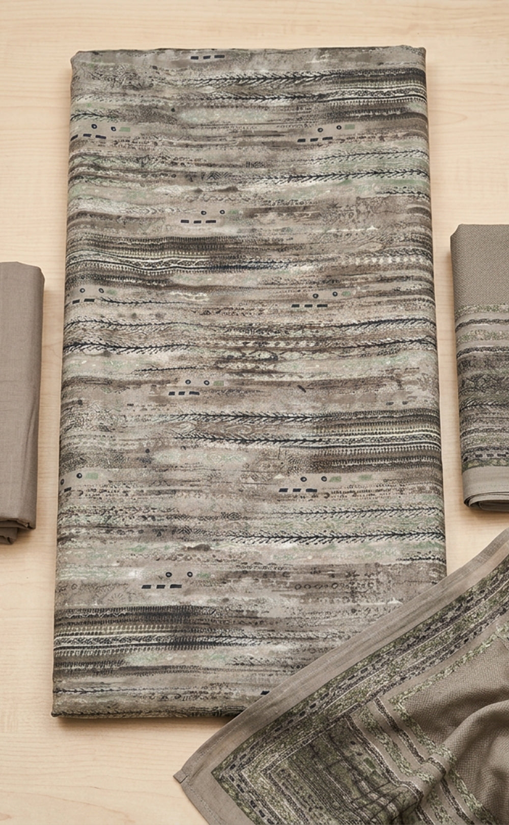 Grey Fancy Geometrical Printed Un-Stitched Dress Material