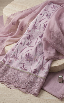 Peach Pink Jaam Cotton Floral Printed Un-Stitched Dress Material