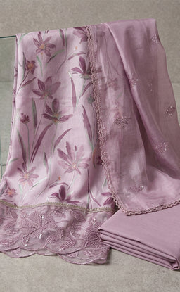 Peach Pink Jaam Cotton Floral Printed Un-Stitched Dress Material