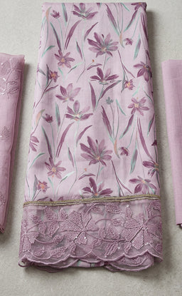 Peach Pink Jaam Cotton Floral Printed Un-Stitched Dress Material