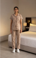 Coffee All-Over Text Printed Night Suit