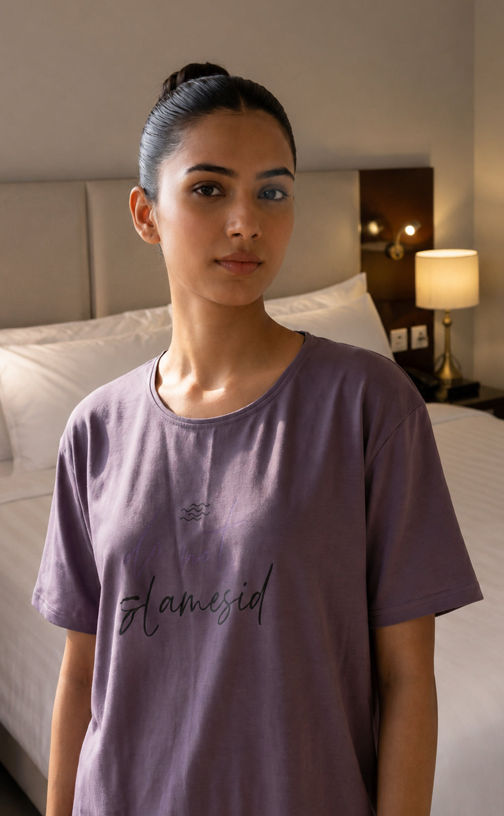 Lavender Plain Night Suit