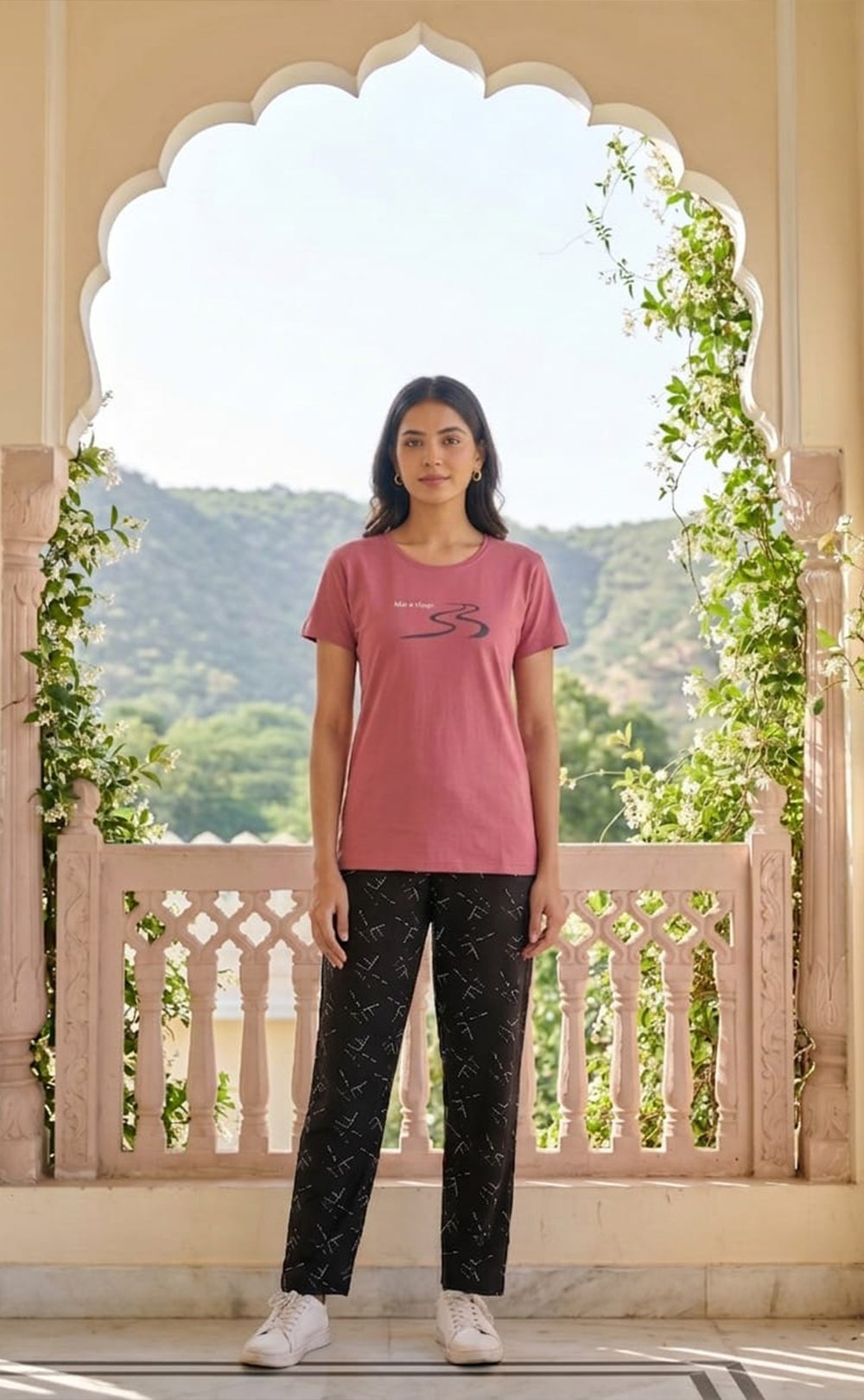 Dusty Rose Pink Plain Night Suit