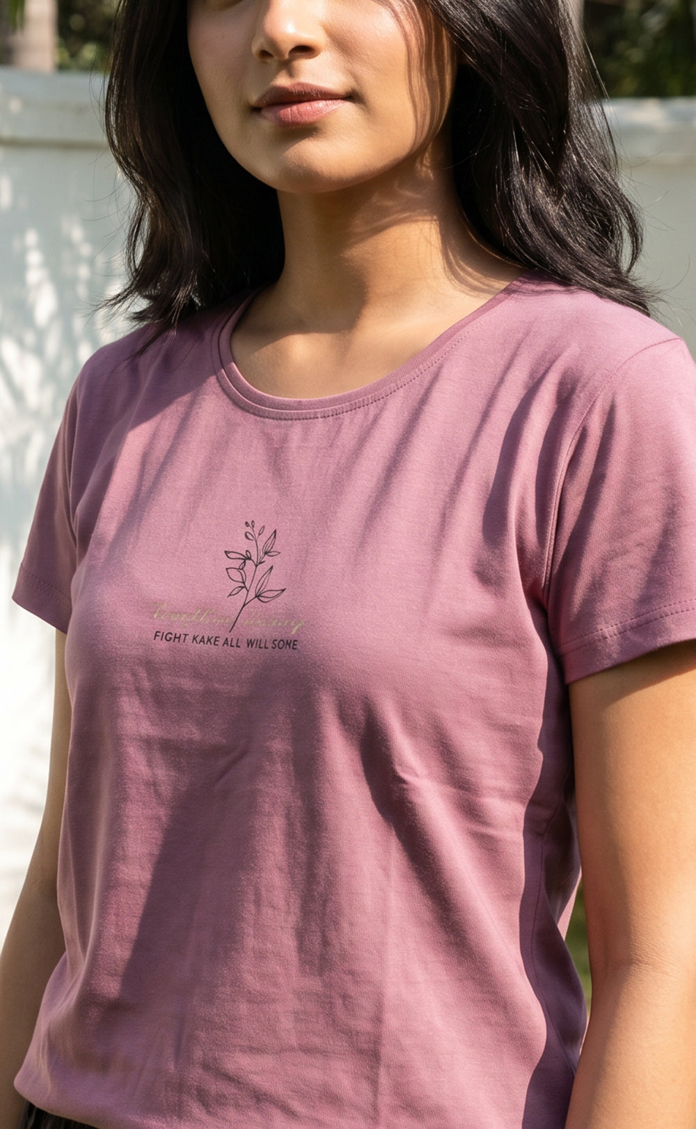 Mauve Leaf printed Night Suit
