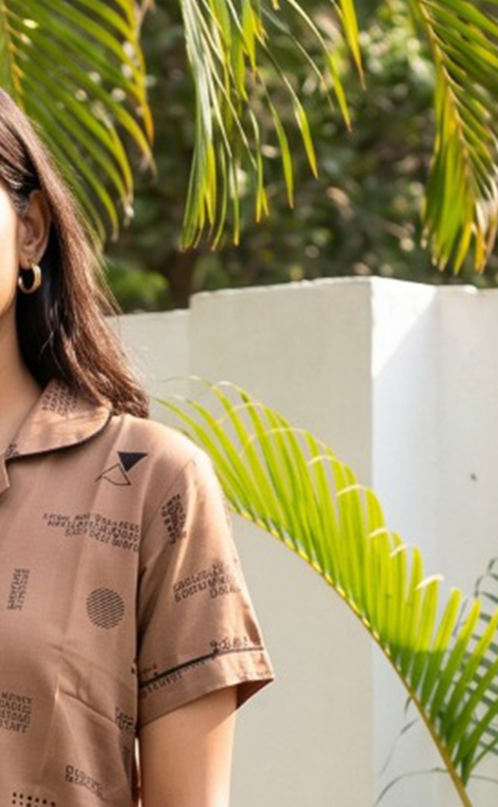 Brown All-Over Alphabet Printed Night Suit