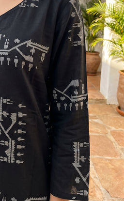 Black Cotton Abstract Printed Patiyala Set