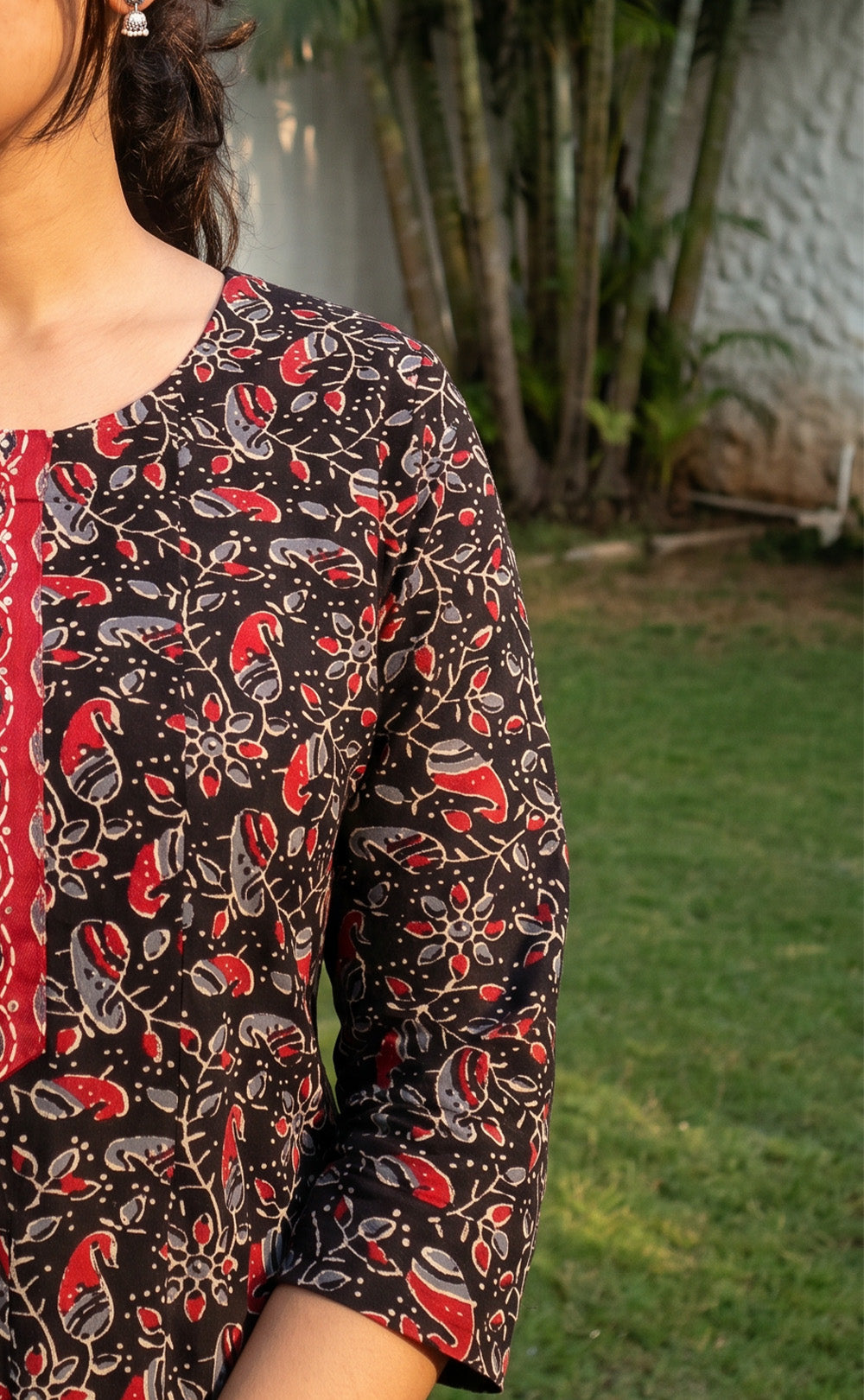 Black And Marron Cotton All-Over Printed Patiyala Set