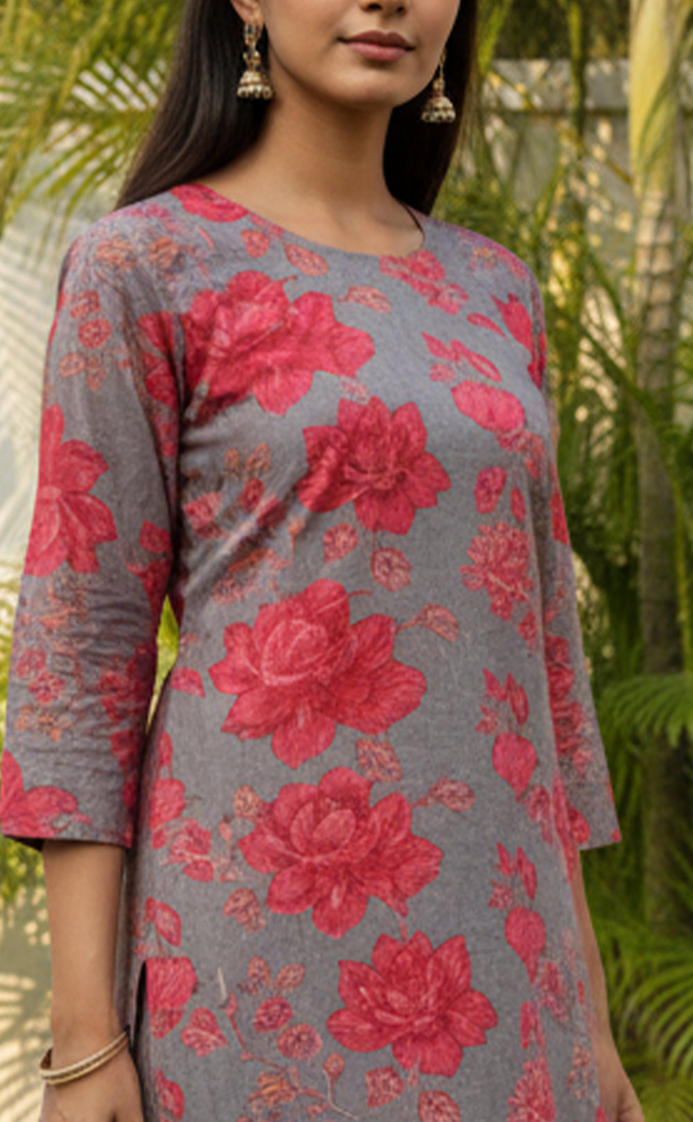 Pastel Blue And Pink Cotton All-Over Floral Printed Patiyala Set