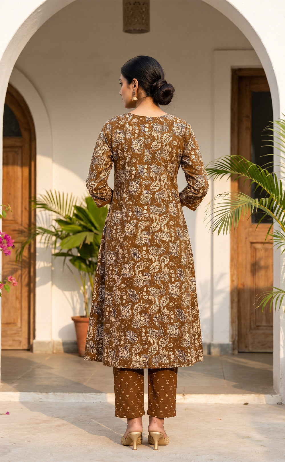 Mustard Yellow Cotton All-Over Printed Patiyala Set