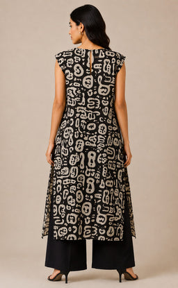 Black Cotton Abstract Printed Co-ord Set