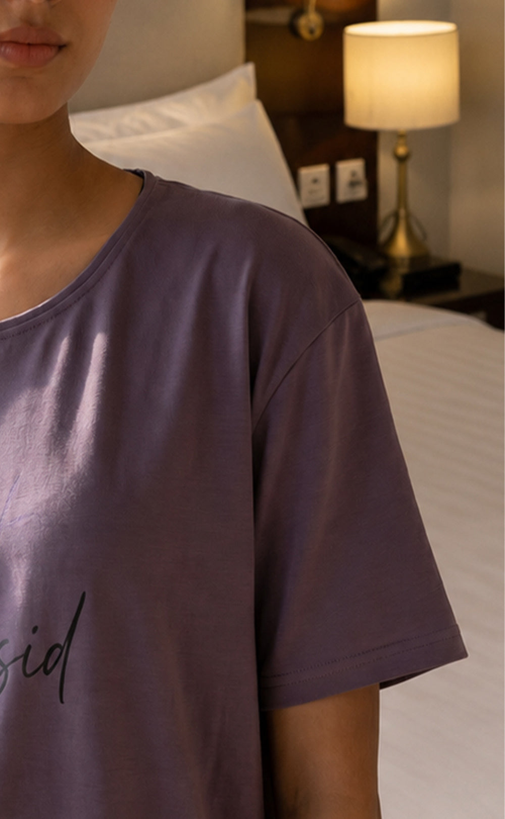 Lavender Plain Night Suit