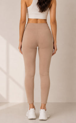 Cream Cotton Stretch Ankle Length Legging