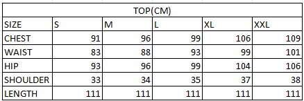 Size chart in cm