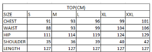 Size chart in cm